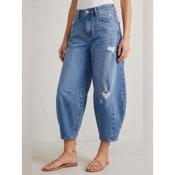 KanCan Denim - KanCan Women's High Rise Barrel Leg Distressed Jeans KC9390M